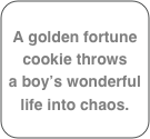 A golden fortune cookie throws 
a boy’s wonderful life into chaos.
